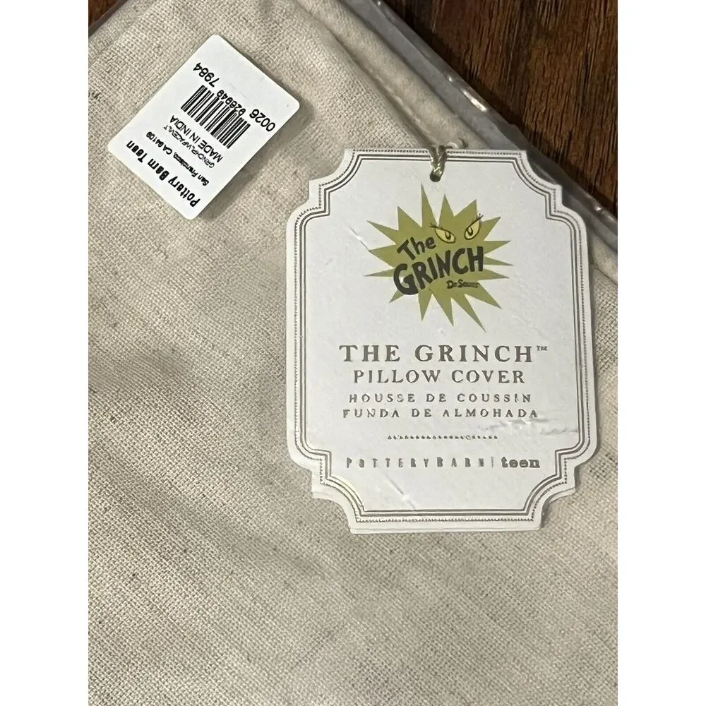 Pottery Barn Teen Holiday The Grinch Pillow Cover Face Sequin Sofa Toss 18